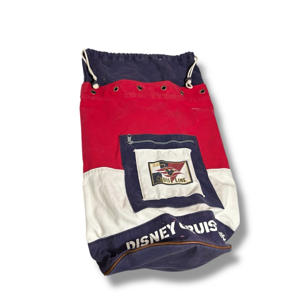 Disney Cruise‎ Line Backpack Duffle Bag Red White Blue Canvas Approx 15.5x26.10